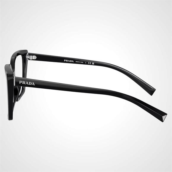 New PRADA Eyeglasses Black Square Silver Logo 53mm w/ Case main image 4